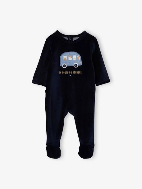 Lot De 2 Pyjamas "en Voiture" En Velours Bébé Garçon Ouverture Zippée Lot Encre - Vertbaudet 2 Lot De 2 Pyjamas "en Voiture" En Velours Bébé Garçon Ouverture Zippée Lot Encre - Vertbaudet – Image 2
