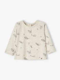 Lot De 2 T-shirts Bébé Manches Longues Beige Chiné - Vertbaudet -Magasin De Vêtements Pour Bé Soldes lot de 2 t shirts bebe manches longues 2