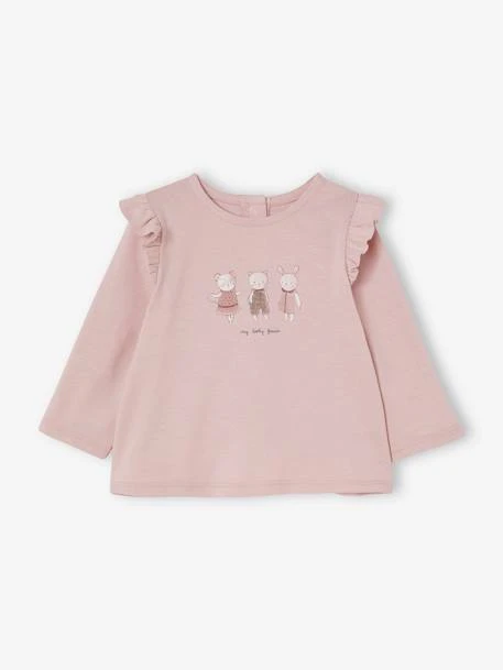 Lot De 2 T-shirts Romantiques Bébé Manches Longues Rose Pale - Vertbaudet 3 Lot De 2 T-shirts Romantiques Bébé Manches Longues Rose Pale - Vertbaudet – Image 3