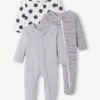 Lot De 3 Pyjamas Bébé En Jersey Ouverture Zippée BASICS Lot Moutarde - Vertbaudet