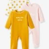 Lot De 3 Pyjamas "dors-bien" En Velours Bébé Ouverture Dos BASICS Lot Noir - Vertbaudet