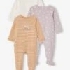 Lot De 3 Pyjamas En Coton Bébé Ouverture Dos Lot Ivoire - Vertbaudet