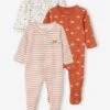 Lot De 3 Pyjamas En Coton Bébé Ouverture Zippée Lot Ivoire - Vertbaudet