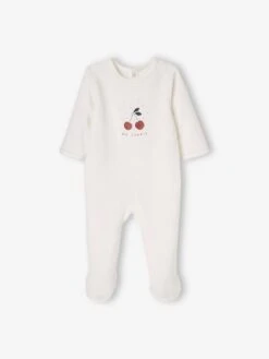 Lot De 3 Pyjamas En Velours Bébé Ouverture Dos BASICS Lot Ivoire - Vertbaudet -Magasin De Vêtements Pour Bé Soldes lot de 3 pyjamas en velours bebe ouverture dos basics 3