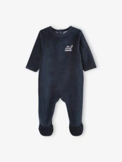 Lot De 3 Pyjamas En Velours Bébé Ouverture Dos BASICS Lot Ivoire - Vertbaudet -Magasin De Vêtements Pour Bé Soldes lot de 3 pyjamas en velours bebe ouverture dos basics 4
