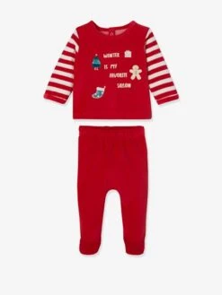 Pyjama 2 Pièces En Velours Bébé Noël Rouge Brique - Vertbaudet