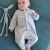 Pyjama Bébé En Flanelle De Coton Ouverture Naissance Carreaux Ivoire - Vertbaudet