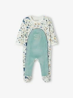 Pyjama Bébé Garçon En Velours Ouverture Pont Ivoire Imprimé - Vertbaudet