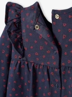 Robe à Volants Bébé En Jersey BASICS Marine Imprimé - Vertbaudet -Magasin De Vêtements Pour Bé Soldes robe a volants bebe en jersey basics 2