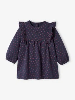 Robe à Volants Bébé En Jersey BASICS Marine Imprimé - Vertbaudet