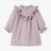 Robe Bébé à Volants En Twill Chiné Violet - Vertbaudet