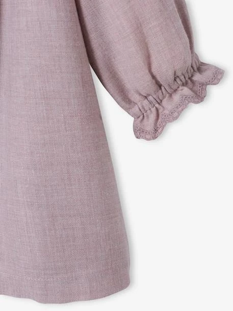 Robe Bébé à Volants En Twill Chiné Violet - Vertbaudet 4 Robe Bébé à Volants En Twill Chiné Violet - Vertbaudet – Image 4
