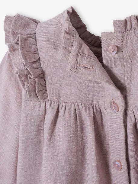 Robe Bébé à Volants En Twill Chiné Violet - Vertbaudet 5 Robe Bébé à Volants En Twill Chiné Violet - Vertbaudet – Image 5