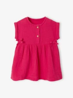 Robe Bébé En Gaze De Coton Vert - Vertbaudet -Magasin De Vêtements Pour Bé Soldes robe bebe en gaze de coton 2