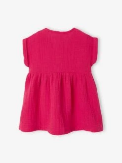 Robe Bébé En Gaze De Coton Vert - Vertbaudet -Magasin De Vêtements Pour Bé Soldes robe bebe en gaze de coton 3