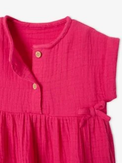 Robe Bébé En Gaze De Coton Vert - Vertbaudet -Magasin De Vêtements Pour Bé Soldes robe bebe en gaze de coton 4