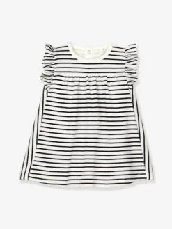 Robe Body Rayée Marinière En Coton Bio Bébé - PETIT BATEAU Blanc - Petit Bateau