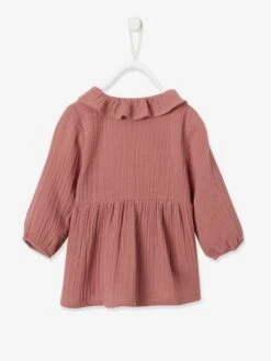 Robe Collerette Bébé En Gaze De Coton Bronze - Vertbaudet -Magasin De Vêtements Pour Bé Soldes robe collerette bebe en gaze de coton 3