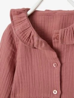 Robe Collerette Bébé En Gaze De Coton Bronze - Vertbaudet -Magasin De Vêtements Pour Bé Soldes robe collerette bebe en gaze de coton 4