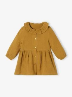 Robe Collerette Bébé En Gaze De Coton Bronze - Vertbaudet -Magasin De Vêtements Pour Bé Soldes robe collerette bebe en gaze de coton 5