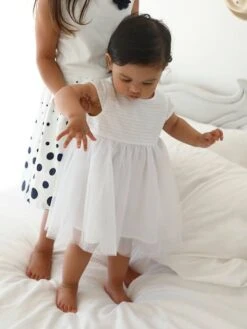 Robe De Cérémonie Bébé Avec Tulle Blanc - Vertbaudet