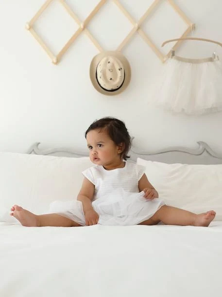 Robe De Cérémonie Bébé Avec Tulle Blanc - Vertbaudet 4 Robe De Cérémonie Bébé Avec Tulle Blanc - Vertbaudet – Image 4