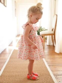 Robe De Cérémonie Bébé Dos-nu Ivoire Imprimé - Vertbaudet