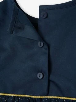 Robe De Fête Bébé En Satin Et Tulle Irisé Bleu Nuit - Vertbaudet -Magasin De Vêtements Pour Bé Soldes robe de fete bebe en satin et tulle irise 4