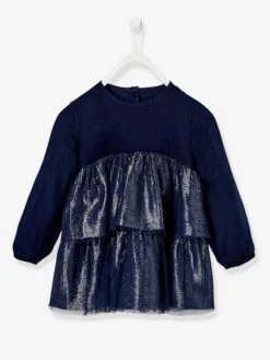 Robe De Fêtes Bébé Avec Paillettes Bleu Encre - Vertbaudet