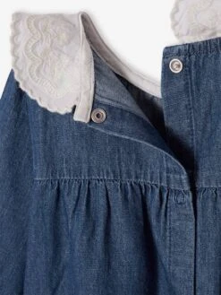 Robe En Denim Bébé Col En Voile Brodé Stone - Vertbaudet -Magasin De Vêtements Pour Bé Soldes robe en denim bebe col en voile brode 3