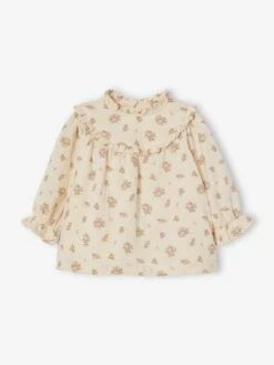 Robe En Gaze De Coton Bébé Avec Bloomer Beige Imprimé - Vertbaudet -Magasin De Vêtements Pour Bé Soldes robe en gaze de coton bebe avec bloomer 3