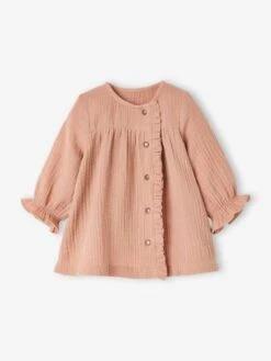 Robe En Gaze De Coton Bébé Et Sa Culotte Assortie Vieux Rose - Vertbaudet -Magasin De Vêtements Pour Bé Soldes robe en gaze de coton bebe et sa culotte assortie 2