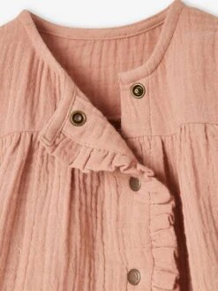 Robe En Gaze De Coton Bébé Et Sa Culotte Assortie Vieux Rose - Vertbaudet -Magasin De Vêtements Pour Bé Soldes robe en gaze de coton bebe et sa culotte assortie 4