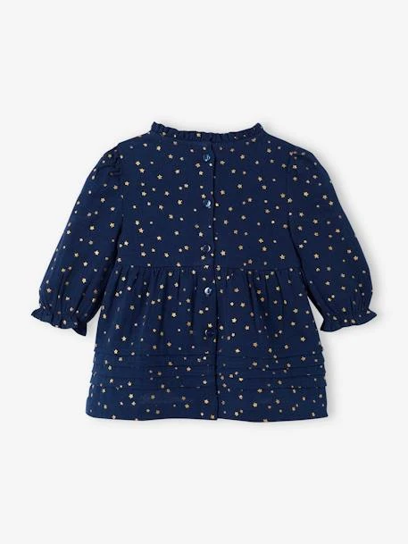 Robe En Gaze De Coton Bébé Ouverture Décalée Marine - Vertbaudet 2 Robe En Gaze De Coton Bébé Ouverture Décalée Marine - Vertbaudet – Image 2