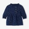 Robe En Gaze De Coton Bébé Ouverture Décalée Marine - Vertbaudet