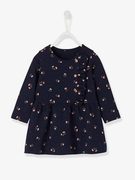 Robe En Molleton Flammé Bébé Fille Encre Imprimé - Vertbaudet 2 Robe En Molleton Flammé Bébé Fille Encre Imprimé - Vertbaudet – Image 2