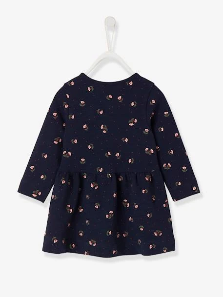 Robe En Molleton Flammé Bébé Fille Encre Imprimé - Vertbaudet 3 Robe En Molleton Flammé Bébé Fille Encre Imprimé - Vertbaudet – Image 3