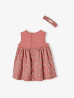 Robe Et Bandeau Assorti Bébé Fille Rose Poudré - Vertbaudet -Magasin De Vêtements Pour Bé Soldes robe et bandeau assorti bebe fille 2