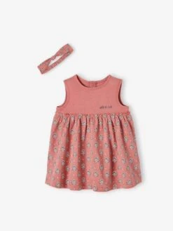 Robe Et Bandeau Assorti Bébé Fille Rose Poudré - Vertbaudet