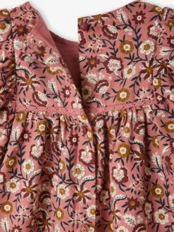 Robe Fleurie Bébé à Smocks Bois De Rose Imprimé - Vertbaudet -Magasin De Vêtements Pour Bé Soldes robe fleurie bebe a smocks 3