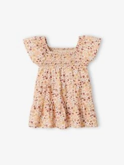 Robe Fleurie Bébé Avec Smocks écru - Vertbaudet