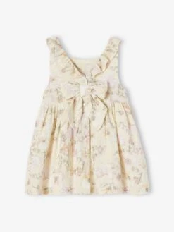 Robe Fleurie Bébé En Gaze De Coton écru - Vertbaudet -Magasin De Vêtements Pour Bé Soldes robe fleurie bebe en gaze de coton 2