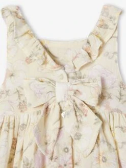 Robe Fleurie Bébé En Gaze De Coton écru - Vertbaudet -Magasin De Vêtements Pour Bé Soldes robe fleurie bebe en gaze de coton 3