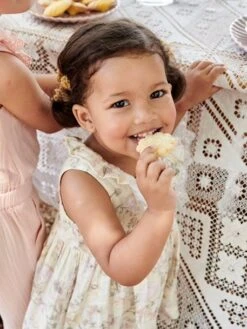 Robe Fleurie Bébé En Gaze De Coton écru - Vertbaudet -Magasin De Vêtements Pour Bé Soldes robe fleurie bebe en gaze de coton 5