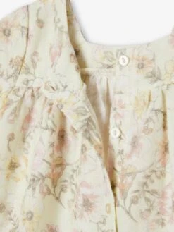 Robe Fleurie Bébé Manches Courtes écru - Vertbaudet -Magasin De Vêtements Pour Bé Soldes robe fleurie bebe manches courtes 2