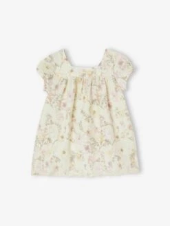 Robe Fleurie Bébé Manches Courtes écru - Vertbaudet