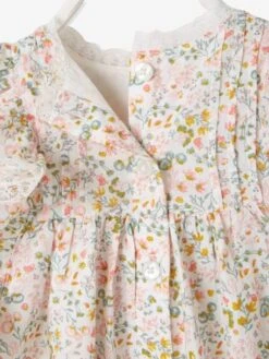 Robe Fleurie Bébé Manches Volantées Ivoire Imprimé - Vertbaudet -Magasin De Vêtements Pour Bé Soldes robe fleurie bebe manches volantees 5