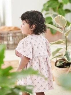 Robe Fleurie En Jersey Bébé Manches Courtes Rose Imprimé - Vertbaudet -Magasin De Vêtements Pour Bé Soldes robe fleurie en jersey bebe manches courtes 5