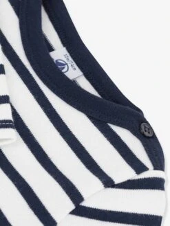 Robe Manches Longues Iconique En Jersey épais Bio Bébé - PETIT BATEAU Blanc Rayé Marine - Petit Bateau -Magasin De Vêtements Pour Bé Soldes robe manches longues iconique en jersey epais bio bebe petit bateau 2