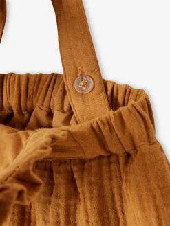 Robe-salopette En Gaze De Coton Bébé Caramel - Vertbaudet -Magasin De Vêtements Pour Bé Soldes robe salopette en gaze de coton bebe 2